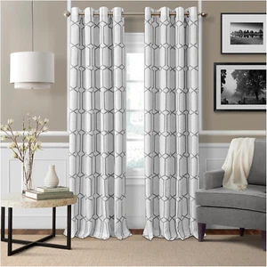 Home Fashions Kaiden Geometric Room-Darkening Window Curtain, Single Panel, 52" - Picture 1 of 6