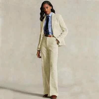 Traje de espiga para mujer conjunto de 2 piezas trajes formales chaqueta de un solo pecho + pantalón Foto 1 de 4