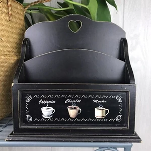 Holz Arbeitsplatte Küche Organizer Post Rezept Schwarz Bauernhaus Kaffee Motiv - Bild 1 von 12