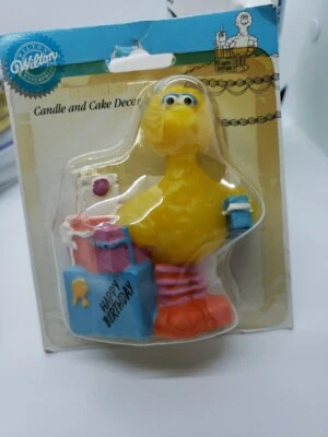 1991 年威尔顿芝麻街人偶 3 英寸大鸟生日快乐蛋糕装饰/蜡烛 — 第 1/3 张图片