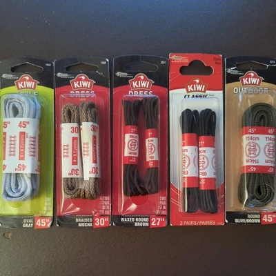 Lote mixto redondo de 5 paquetes de cordones para zapatos Kiwi Select de 27" a 45" nuevos Foto 1 de 4