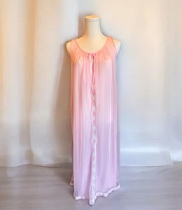 Camisón largo vintage de gasa rosa de encaje transparente Barbie casa de campo grande años 60 - Imagen 1 de 13