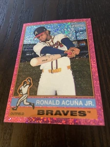 2025 Topps Heritage - Ronald Acuña Jr. #367 Chrome Pink Sparkle Refractor - Picture 1 of 2