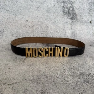 Moschino RedWall Belt Black Leather Size 42 Vintage Made In Italy - Picture 1 of 18