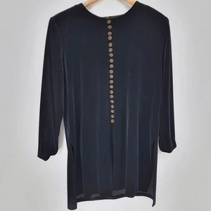JBS LTD Black Velour Vintage Gold Buttons Minimalist Size L Goth Dark Academia - Bild 1 von 6