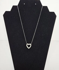 Vintage Sarah Coventry Heart Pendant Rhinestone Necklace 15" Chain Choker Signed - Foto 1 di 6