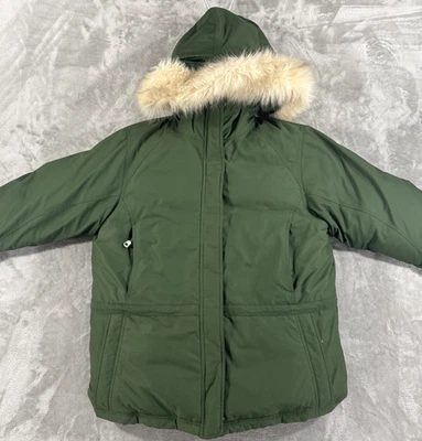LL Bean Jacket Womens XL Goose Down Puffer Gore Tex Removable Hood Winter Green - Image 1 of 4