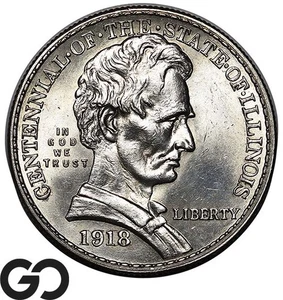 1918 Lincoln Commemorative Half Dollar, Nice Lustrous Gem BU++ - Picture 1 of 3