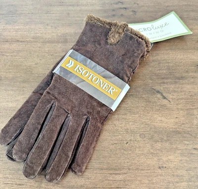 ISOTONER MicroLuxe Lining Women's Genuine Leather Brown Gloves SOFT / Size XL - Image 1 of 4