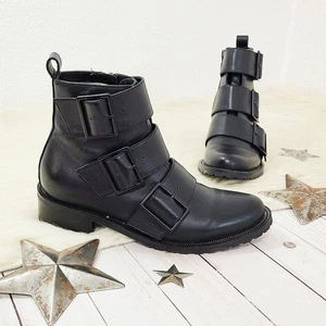 Blondo Charlie waterproof moto boots black leather buckles ankle women's size 6 - Picture 1 of 8