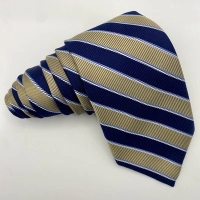 Corbata Chaps azul y tostado a rayas Repp 58"x3,5" toda seda para hombre Foto 1 de 4