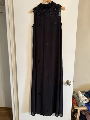 ModCloth Black Beaded Sheath Formal Gown Dress Small - Image 1 of 3