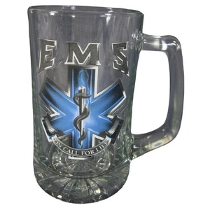 EMS ON CALL FOR LIFE 25 oz Beer Glass Tankard Clear Paramedic First Responder - Picture 1 of 4