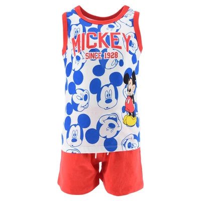 COMPLETO SHORT + CANOTTA TOPOLINO DISNEY BAMBINO 100% COTONE - EX1071ROSSO - Immagine 1 di 4