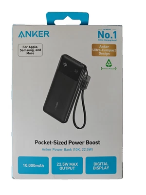 Зарядное устройство портативное с цифровым дисплеем Anker 10 000 мАч 22,5 Вт аккумулятор банк питания - Изображение 1 из 2