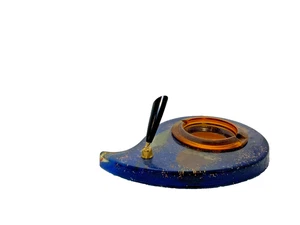 Vintage Ashtray Mid Century Modern Atomic Lucite Arrowheads incrusted Blue - Picture 1 of 6