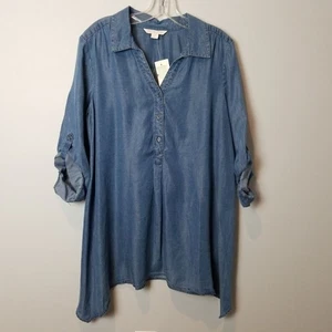 Nuevo con etiquetas Khakis & Co Lyocell Medio Botón Frontal Top Cuello - Imagen 1 de 5