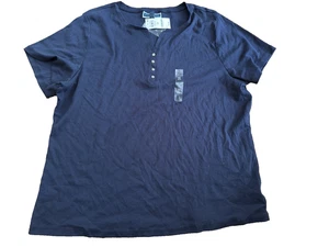 Top Macy's Karen Scott donna taglie forti 3X manica corta tinta unita blu nuovo con etichetta - Foto 1 di 5