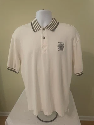 Camisa polo de golf Tehama Clint ~ WHISTLING STRAITS GRANDE con ribete marfil y marrón para hombre Foto 1 de 4