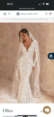 Grace Loves Lace Olive Wedding Gown, Small, ivory lace with chai lining  - Image 1 of 3