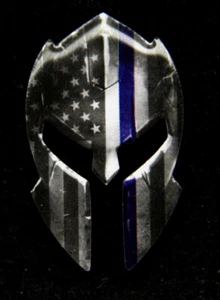 US BLUE LINE SPARTAN BATTLE HELMET LAPEL HAT PIN UP POLICE LAW ENFORCEMENT PD - Picture 1 of 24