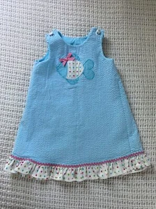 Vintage Glorimont Girl’s Dress 24 Months Reversible Fish Balloons Polka Dot Ruff - Picture 1 of 17