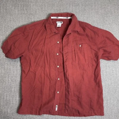 REI Short Sleeve Button Up Shirt Men Size L Hemp Organic Cotton Blend Faded Red - Image 1 of 4