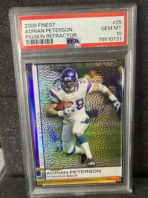 2009 Topps Finest Adrian Peterson Pigskin Refractor PSA 10 Vikings - Image 1 of 2