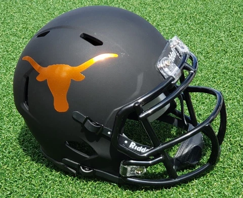 TEXAS LONGHORNS BLACK MATTE METALLIC LOGO FOOTBALL MINI HELMET +VISOR OPTION Cover