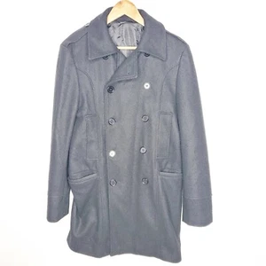 French Connection Size S Mens Black Wool Blend Double Breasted Mid Length Coat - Picture 1 of 11