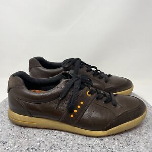 Ecco Golf Shoes Mens 10 Brown Leather Lace Up Sneakers Casual Shoe EUR 44