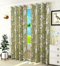 2 Piece Green Floral Grommet Eyelet Ringtop Door Window Curtain Set 5 7 9 Feet
