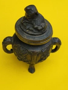 Antique Chinese Bronze Foo Fu Dog Incense Burner - Picture 1 of 5