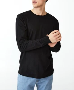 COTTON ON Mens Organic Long Sleeve T Shirt Black XL - Picture 1 of 4