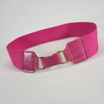 Snakeskin Waist Belt 28 30 Stretch Genuine Snake Stretch Pink Vtg 109 - Image 1 of 4