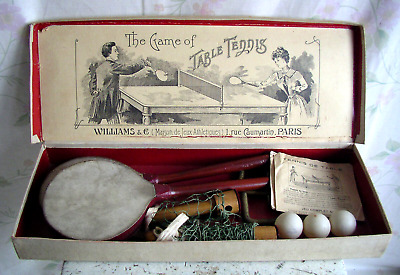 The New Game Of Table Tennis Williams & Co Paris Um 1890 Antikes Tischtennis-Set • 250€