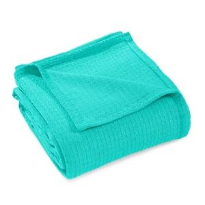 100% Cotton Textured Woven Modern Solid Waffle Blanket Or Bed Blanket Throw - Picture 1 of 124