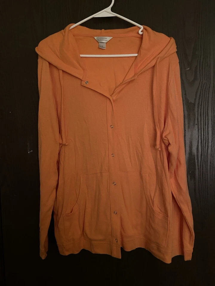 C.J. Banks New Women's Full Snapped Closure Orange Hoodie Pockets Size X - Image 1 of 1