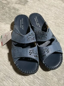 David Tate Blue Double Band Slide Sandal Size 11 - Picture 1 of 6