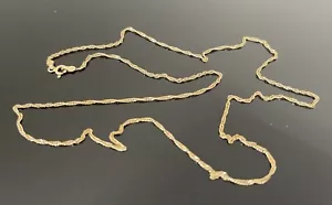 14K SOLID YELLOW GOLD 1.5mm THICK TWISTED ROPE 22” LONG NECKLACE 2.05g - Picture 1 of 4