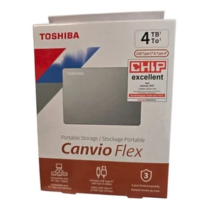 Toshiba 4TB Canvio Flex Portable External Hard Drive USB 3.0 USB-C and A - Picture 1 of 8