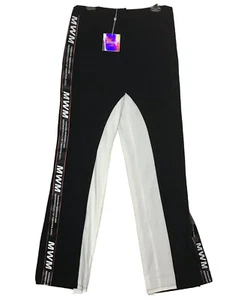 Misguided Pants Adult 10 Black Motorcross Printed Flared Trouser Dirt Bike NWT - Picture 1 of 9