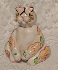 Gafas de sol cerámica gato rosa verde amarillo estatua tblhw1 - Imagen 1 de 5