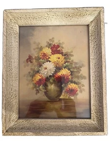 Vintage Flowers in Vase Framed Print by M. DcCamp - 1960's - Picture 1 of 8
