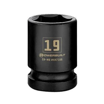 Powerbuilt 1/2 Inch Drive x 19 MM 6 Point Impact Socket - 647166 - Image 1 of 4