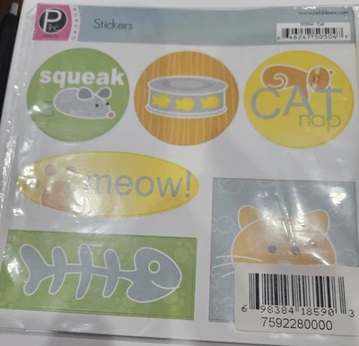 PEBBLES INC ПЕЧАТНЫЕ ШТАМПОВКИ И НАКЛЕЙКИ ТЕМА КОШКИ 2 листа 6x6 - Изображение 1 из 2