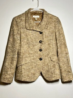 Chaqueta Blazer Para Mujer Escada Mezcla de Lana Tostado Tweed Metálica Talla 34 XS EE. UU. Foto 1 de 4