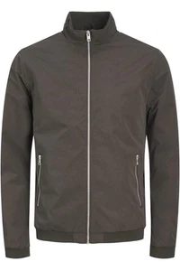 JACK & JONES Mens Rush Bomber Jacket Transitional Silver Zip Brown Large BNWT - Picture 1 of 11