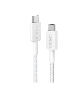Cable de carga rápida Anker 6' 60W trenzado USB-C a USB-C Max - blanco 6 pies - Imagen 1 de 1