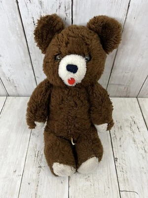 Vintage Dakin Teddy Bear Brown Red Felt Tongue White Hands Feet Paws Plush 12” - Image 1 of 4